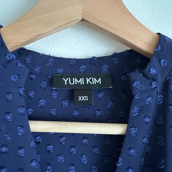 Yumi Kim Valencia Swiss Dot Long Sleeve Mini Dress Navy 2XS $228 - Picture 9 of 11